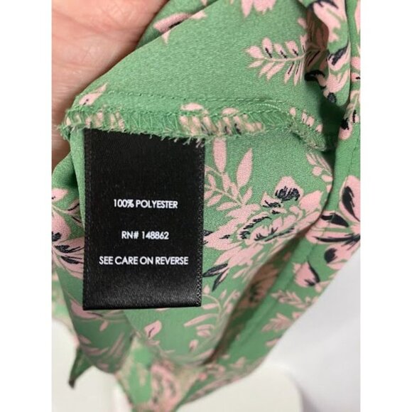 Torrid Green Floral Georgette Zip Front Blouse Women's Size 0 Or 12 - Picture 10 of 12
